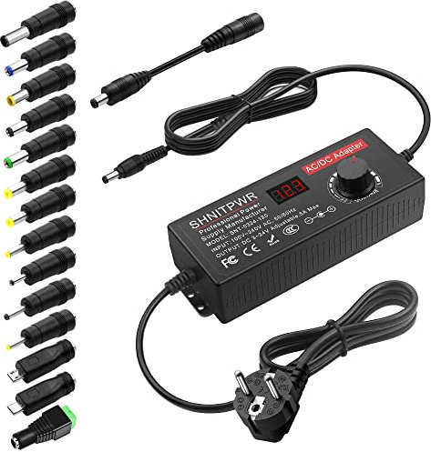 SHNITPWR Universal 3V~24V Steckernetzteil 120W 5A Netzteil Adapter 100~240V AC bis DC 3V 5V 12V 22V 24V, mit 14 pcs Adapterstecker, ür 3V bis 24V Elektronische Geräte, Tablet-PC und LED-Streifen ect.