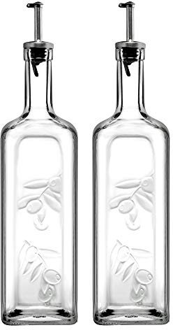 Homemade 1L Oil Vinegar Glass Condiment Bottle Designed Metal Pourer Kitchenware (2)