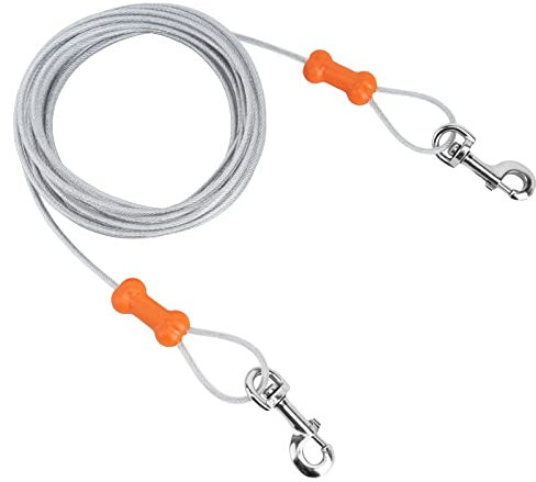 Petphabt - Cable de amarre resistente para perros grandes, 6 m, cable de amarre para mascotas, color plateado 90 libras
