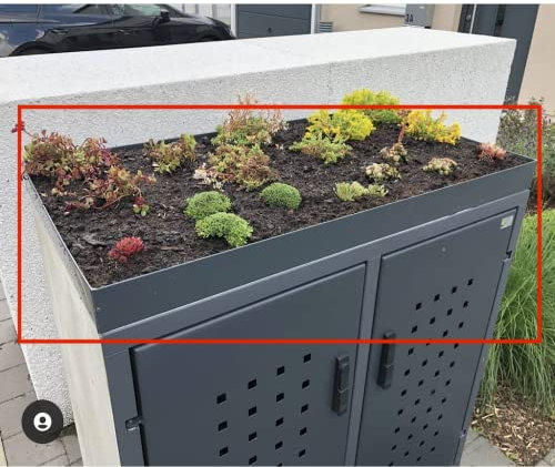 MY-MÜLLTONNE Aluminium Pflanzwanne für 2er 240 L Mülltonnenbox, 137,5 x 85 x 8 cm, Pflanzdach für Mülltonnenbox pulverbeschichtet, Farbe wählbar