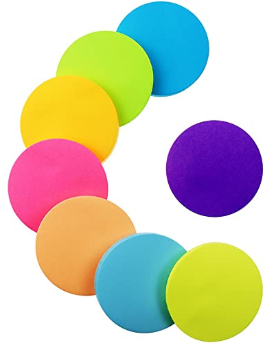 dogmoon Sticky Notes, 560Sheets 8 Colors Round Shape Self Sticky Notes Pad, Bright Post Stickies, Super Sticky Notes Pad, Colour Sticky Notes for Office Home School Meeting(60mmx60mm)