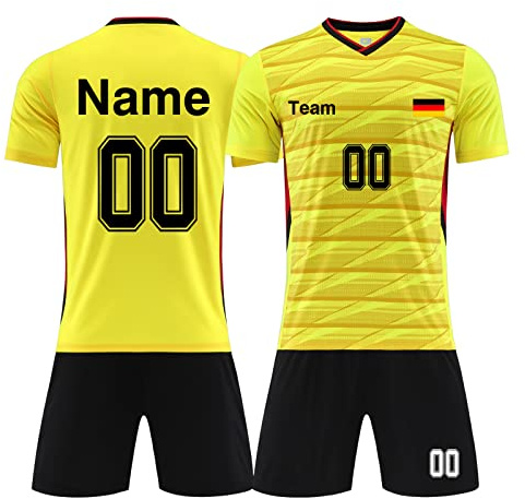LAIFU Personalisierte Fußballtrikots T-Shirt Shorts Jeder Name Nummer Team Logo - Fußballtrikot Kinder Erwachsener Benutzerdefiniert Trikot