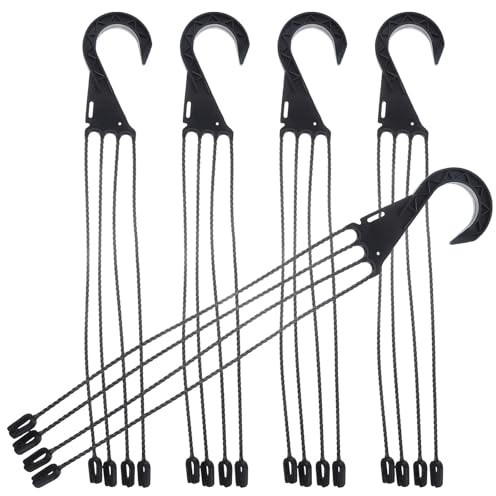 Healvian 5Pcs Plastic Hanging Basket Hooks for Flower Pot, 45cm 4-Point Plant Hanger Clips, Replacement Garden Planter Hangers for Indoor Outdoor Balcony Wall Mount Support Brackets