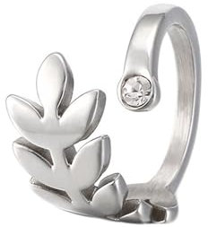 Homxi Alliance Femme Acier Inoxydable,2MM Feuilles avec Zircone Cubique Alliance Argent Femme Bague Femmes Taille 57