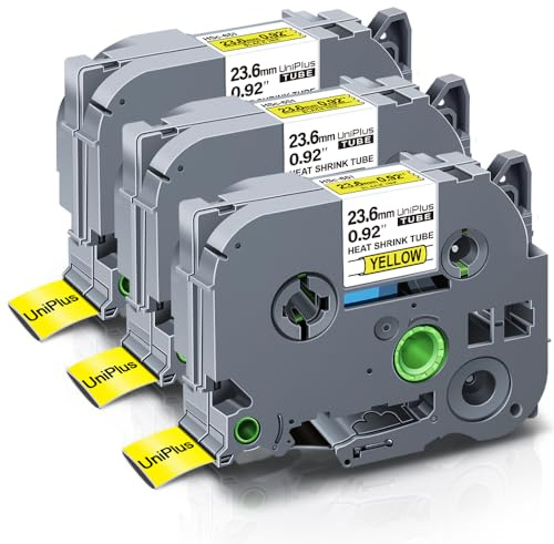 UniPlus 3x Schrumpfetikett Kompatibel mit Brother P-Touch Schrumpfschlauch 23,6mm HSc-651 Hse-651 Hse 651 Etikettenband Schwarz auf Weiß für PT-E550W PT-E110 PT-E300 PT-D450 D600 PT-P750W PT-P950NW