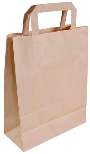 dm-folien Papiertüten in Braun I 250 Stück I 18 + 8 x 22 cm I Papiertragetaschen aus 70 g/m² Kraftpapier I Lebensmittelechte Tragetaschen mit Henkel I Umweltfreundliche Tüten bis 3 kg Tragkraft