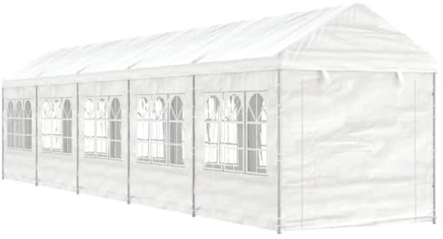 ARKEM Pavillon mit Dach Weiß 11,15x2,28x2,69 m Polyethylen Pop Up Pavillon Garten Pavillion