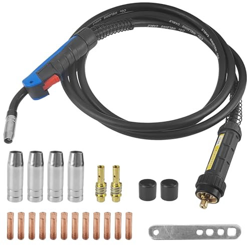 22 Pezzi Saldatrice Portatile Kit, Pistola per Saldatura da 4 m con Manicotto Isolante per Pistola di Saldatura 15AK, Euro Connettore Torcia Saldatrice a Filo, per Saldatore CO2 (1)