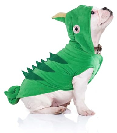 MuYaoPet Costume camaleonte per cani, Halloween, cappotto invernale in pile per cani di taglia piccola, media e grande, vestiti divertenti con cappuccio, labrador, bulldog, chihuahua (verde, XXL)