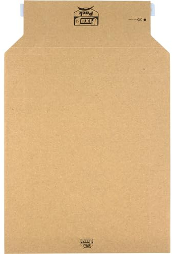 Fixo Packung mit 30 Versandtaschen aus festem Karton mit Faltenbalg, 321 x 382 mm, Mindestmaße: 250 x 312 mm, Faltenbalg 70 mm, selbstklebender Verschluss, Faltenbalg 70 mm, perfekt für die
