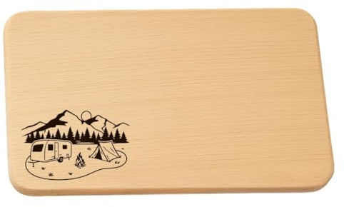 Brotzeitbrett mit Gravur - Holzbrett für Camping - Geschenke für Camper - Outdoor Frühstück · Zuhause ist wo wir parken – Frühstücksbrettchen Campingfreunde – Geschenkidee Wohnwagen – Deko Wohnmobil