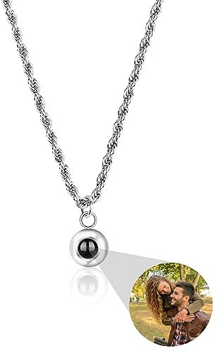 Foto Armband Personalisierte Projektion Armband mit Eigenen Bild Lupe Versteckte Foto Halskette für Herren Männer Damen Frauen, Kordelkette Rope Kette Edelstahl Verdrehte Armband Silber Gold Schwarz