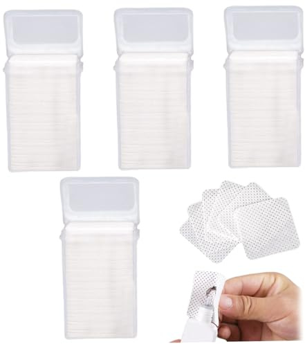 4 Box/800Pcs Lint Free Nail Wipes, 2x2 Inch Nail Polish Remover Wipes, Soft Skin Friendly Polish Remover Pads, Multi-Purposes Cotton Pads for Nails, Eyebrow, Makeup