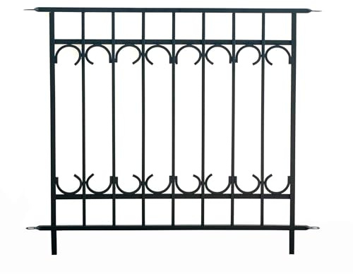 91cm Park Lane Fence Section Black Galvanised Steel Panacea Fence System