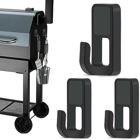Loyanger 3pcs Magnetic Grill Hooks, Smoker Magnetic Tool Holders, Heavy Duty Grill Tool Utensil Holder Hanging Barbecue Tools for Refrigerator Oven Outdoor Accessories(Color:Black)