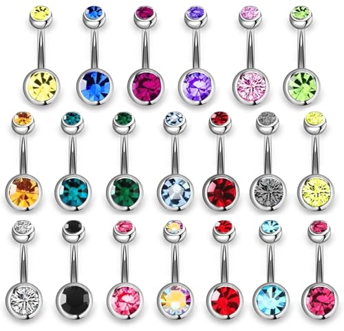 agogue 20 Stück Bauchnabelpiercing Chirurgenstahl Trendiges Accessoire für Reisen, Urlaub, Partys und den modischen Look Personalisiertes Schmuckstück