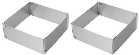 HOMOBABE Molde Cuadrado Ajustable para Tartas de Acero Inoxidable 2 Piezas Antiadherente Fácil Desmoldado Utensilios para Hornear en Casa