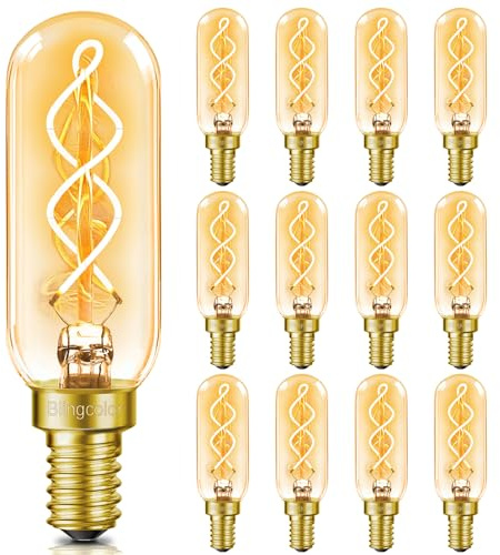E12 LED Candelabra Bulbs 40 Watt Equivalent, 4W LED Dimmable E12 Edison Bulbs, 2200K Amber Warm Led Light Bulb, T6/T25 Vintage Decorative Light Bulb for Lantern Chandelier, Amber Glass, 12 Pack
