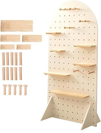 Large White Pegboard Display Stand Kit - Versatile Wooden Organizer with Hooks for Tools, Office, Kitchen, Gaming, Garage, Crafting - Ideal for Home & Workspace Storage