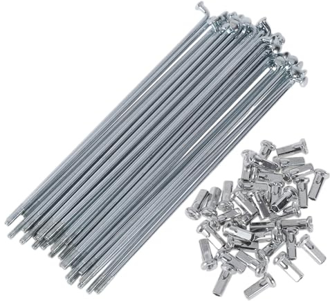 A ABSOPRO Set da 36 Raggi per Bicicletta a J da 12G, Raggi per Ruota Bici, Acciaio Zincato da 45 Color Argento