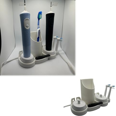 Compatible con Oral-b Electric Dual Cepillo de dientes Soporte de pared con espacio para cargador, organizador resistente para OralB IO organizador de escritorio/soporte