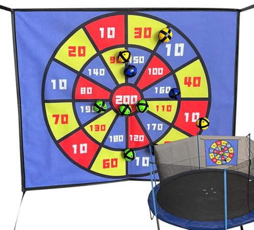 Shitafe Trampolin Dartscheibe mit 10 Klebebällen, Kinder Dartscheibe für Drinnen und Draußen, Dartboard für Trampolin, Dart Wurfspiel Set für Kinder Erwachsene, Trampolin Zubehör