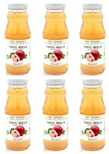 Agricola Miglioretti - Succo di mela 6x200 ml - 100% Biologico, Spremuta a Freddo senza Zuccheri Aggiunti - Prodotto Italiano Naturale e Dissetante