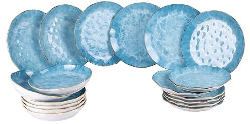Servizio piatti 18 pezzi in ceramica, 6 posti tavola, Samoa