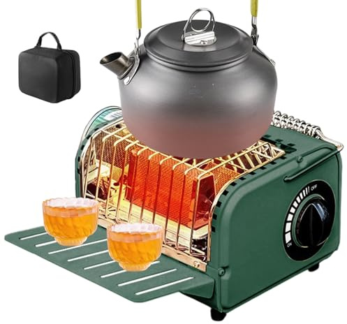 Four à gaz de tente - 1200 W - Avec sac de transport - Appareil de chauffage de randonnée portable pour trekking, extérieur, camping, randonnée, hiver, pêche, loisirs, voyages, chauffage à gaz compact