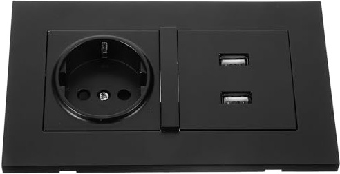 PAMINGONO Prise Murale à Deux avec Double Port USB Chargeur Mural Standard Européen Prise Noire pour Maison Bureau Hôtel