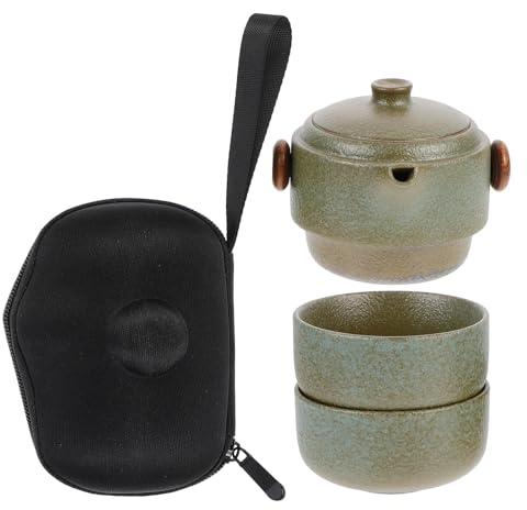 TOYANDONA Juego de Té de Kung Fu Portátil para Viaje Tetera y 2 Tazas de Cerámica Negra Filtro Interior y Caja de Almacenamiento Diseño Apilable y Aislamiento Térmico Adecuado para