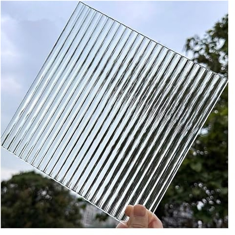 Lastre acriliche trasparenti ondulate, Lastra quadrata in acrilico con texture a strisce ondulate a onde trasparenti, spessore 8 mm, dimensioni multiple(Wide Stripe,500x500mm)