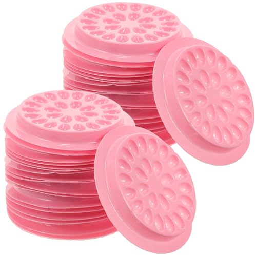 Generico 100 Pezzi Porta Colla per Ciglia in Plastica Rosa Scanalature, Supporto per Innesto Extension Ciglia Leggero e Portatile, Strumento Professionale per Estetiste e Trucco Occhi