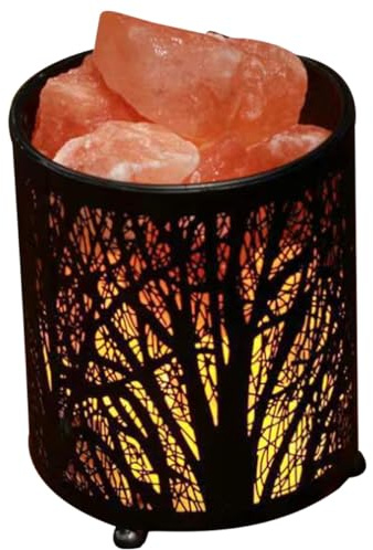 Toddmomy Lámpara de Sal Natural con Diseño de Cesta de Hierro Forjado, Luz Nocturna Decorativa para Escritorio, Tamaño Compacto, Luz Ambiental para Dormitorio y Salón, Voltaje Ac220