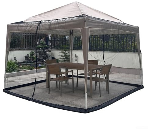 Tienda de campaña de malla de 300 x 300 cm con tubo de agua ponderado para jardín, patio y camping, cortina de red negra, refugio resistente al viento (negro)