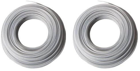 Auratrove Línea de corte de césped reforzada con núcleo, 4 mm x 15 m, cable de alambre de acero para malas hierbas gruesas, carrete de repuesto resistente, paquete de 2