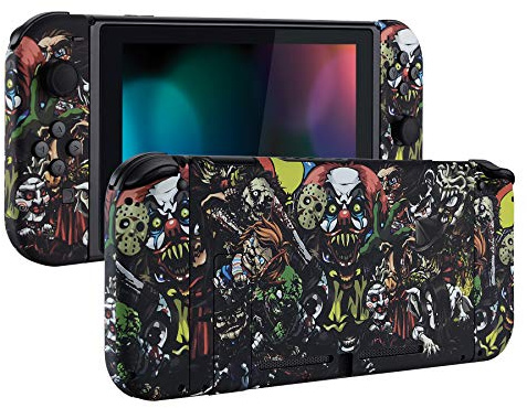 eXtremeRate Coque Remplacement avec Boutons Complete pour Nintendo Switch, Etui pour Switch Console Joycons-La Fête Effrayante