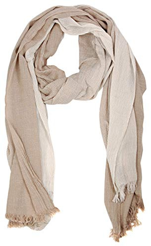 Bovari herrhalsduk – bomull viskosblandning – flerfärgad randig halsduk – året runt halsduk – mjuk/mjuk, Beige, XL