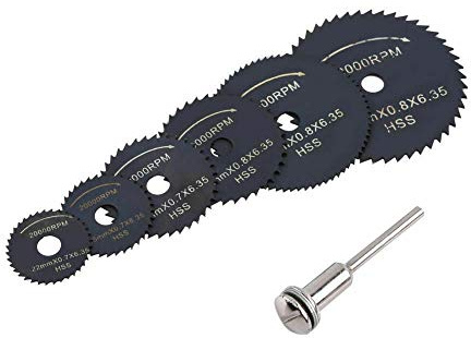 HSS-Sägeblatt, HSS-Kreissägeblatt und Bohrfutter für Bohrmaschinen, für Holz, Kunststoff, Fiberglas, Kupfer, Aluminium und dünne Bleche (22 bis 50 mm), 6 Stück