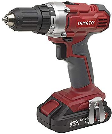 YAMATO CD 20L - Trapano avvitatore con batteria la litio. 20 Volt, 1.5 Ah, mandrino da 10mm, 2 velocità, 0-350/0-1250 giri al minuto, coppia max 30 Nm, regolazione di coppia 19+1, 1.5 kg