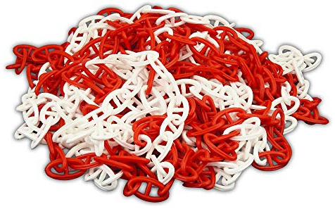 UvV Absperrkette 25 m aus Kunstoff in rot/weiß mit der Stärke von 6mm oder 8mm (Kettenstärke, 6 mm)