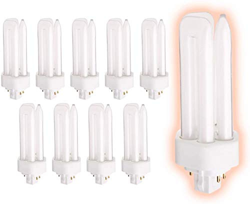 26 Watt CFL Light Bulbs | 4 Pin GX24Q-3 Base 4100K Cool White | 26W High Output 1800 Lumens | Triple Tube Compact Fluorescent Light Bulbs Plug-in | Long Term Care Lighting | 10 Pack by GoodBulb