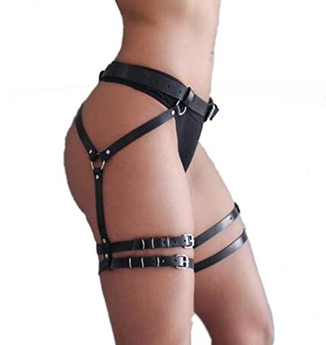 Leder-Gürtel und -Beingeschirr, Sexy, Körper-Geschirr, Leder-Strumpfband, Oberschenkel-Schmuck, für Damen, Einheitsgröße