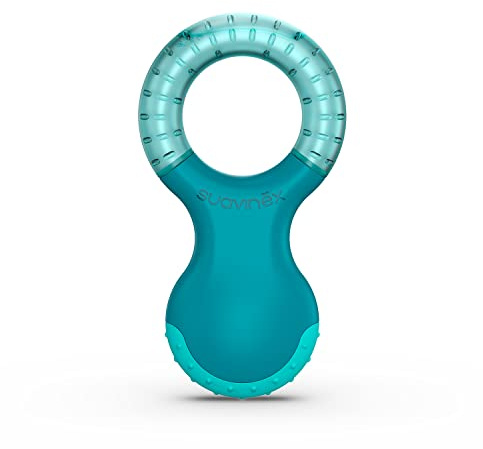 Suavinex, Anneau de Dentition Réfrigérant pour bébé, +4 Mois. Avec Reliefs. Étape 2. Bleu