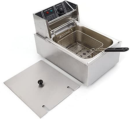 SHZICMY Friteuse professionnelle en acier inoxydable de 2500 W, friteuse professionnelle à zone froide de 6 l