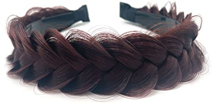 TOECWEGR Hairband Braided Hairpiece Messy Wide 2 Strands Fluffy Braids Wig with Tooth Women Headband Hair Bands