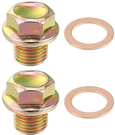 A ABSOPRO Ölablassschraube Mit Dichtring 2 Stück Für Honda CR-V 97-06 | Bronze, Kupfer, Stahl, M14X1.5, 23X23Mm, 09247-14027, Für Honda, Für Mazda, Für Mitsubishi, Für Chrysler Modelle 1992-2012