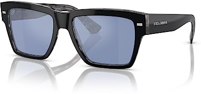 Dolce & Gabbana DG 4431 Black Avana/Light Blue 55/18/145 Herren Sonnenbrille, Black Avana/Light Blue, 55/18/145