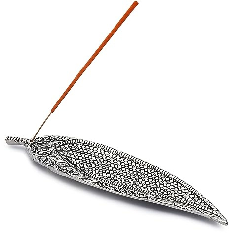 Ajuny Räucherstäbchenbrenner aus Aluminium Aschenfänger Silber Finish Räucherstäbchenhalter im Tibetischen Stil Meditationszubehör Spirituelle Heimdekoration Duftgeschenke