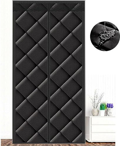 Ygann Wärmeschutzvorhang Magnet Isolierter Türvorhang Thermo Türvorhang Isolier Schutz Vorhang, Selbstschließend,Wasserdicht, Winddicht,für Balkontür Türen（Dunkelschwarz，90x200cm）